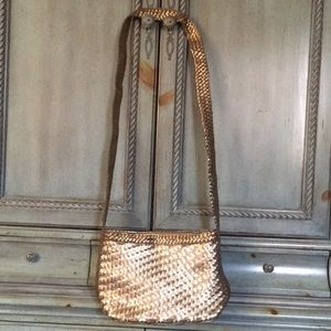 Gold purse with shoulder strap